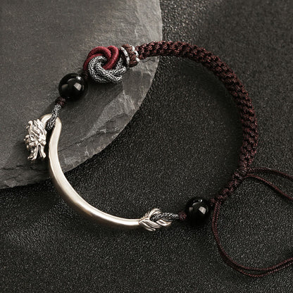 Mythstone 925 Sterling Silver Auspicious Dragon Success Handcrafted Braided Bracelet