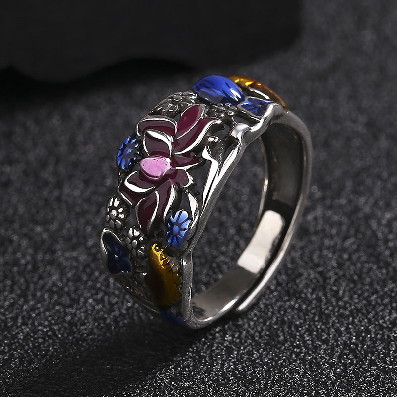 Mythstone Koi Fish Lotus Flower Leaf Design Luck Wealth Ring