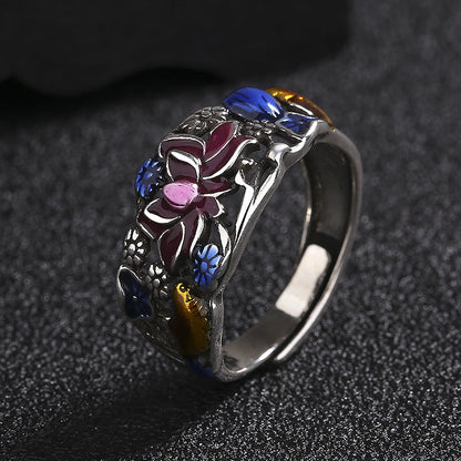 Mythstone Koi Fish Lotus Flower Leaf Design Luck Wealth Ring