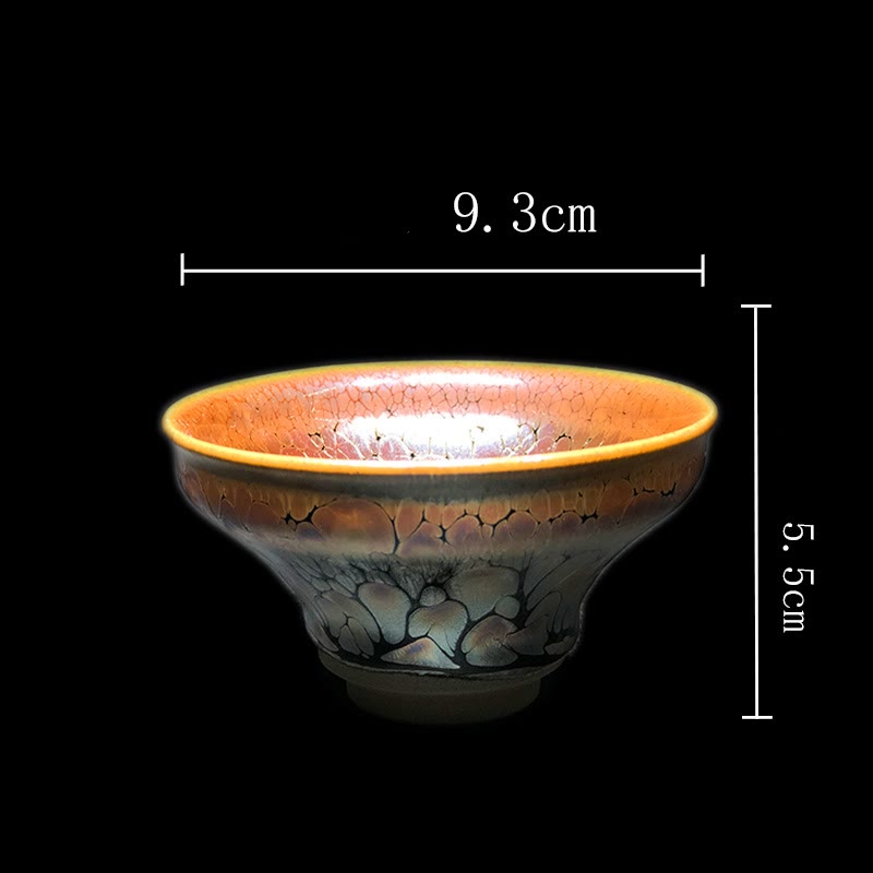 Mythstone Gold Spot Pattern Chinese Jianzhan Ceramic Teacup Kung Fu Tea Cup Bowl With Gift Box