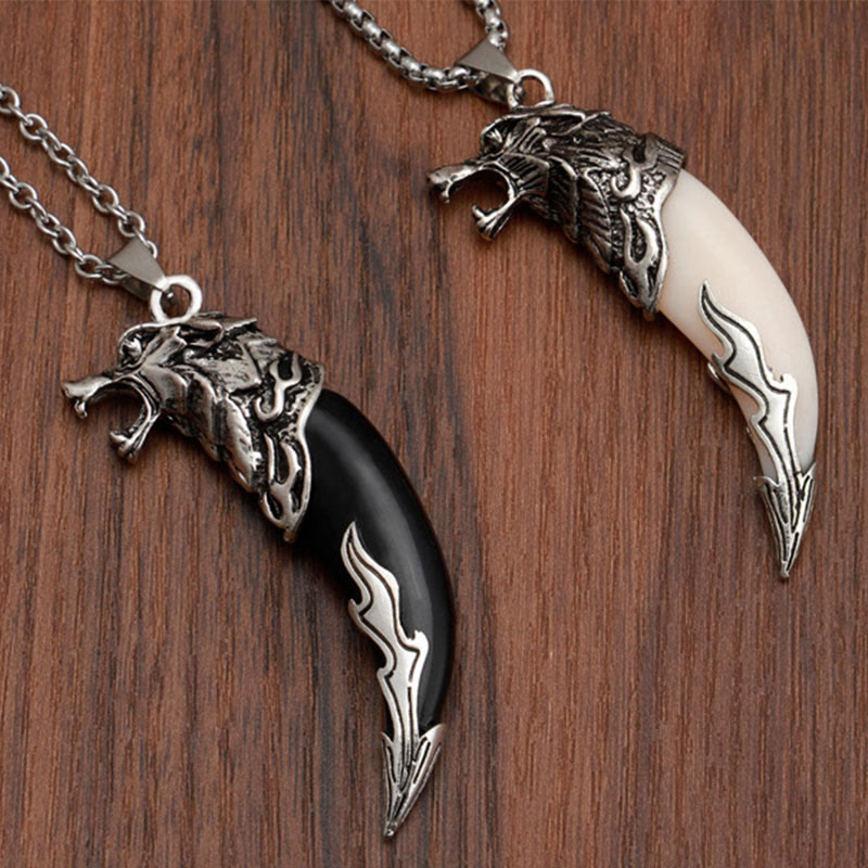 Mythstone Imitation Wolf Tooth Titanium Steel Balance Necklace Pendant