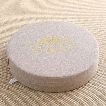 Mythstone Lotus Embroidery Cotton Linen Meditation Seat Cushion