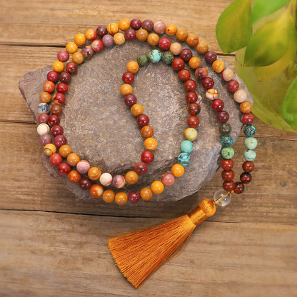 Mythstone 108 Mala Beads Mookaite Emotional Growth Bracelet Tassel Necklace Pendant