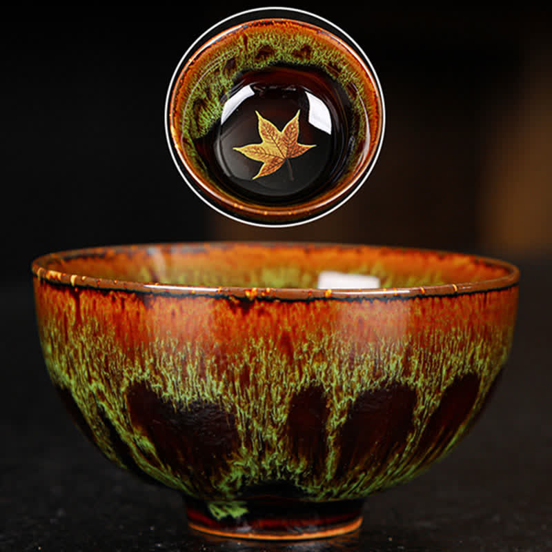 Mythstone Maple Leaf Colorful Ceramic Teacup Home Tea Cups