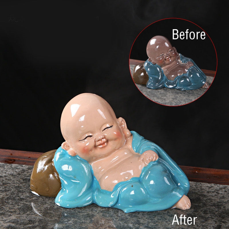 Mythstone Color Changing Laughing Buddha Resin Tea Pet Wealth Home Figurine Decoration