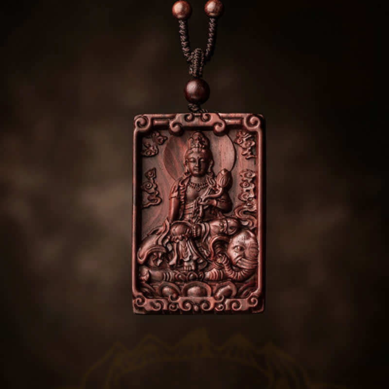 Mythstone Chinese Zodiac Natal Buddha Small Leaf Red Sandalwood Protection Necklace Pendant