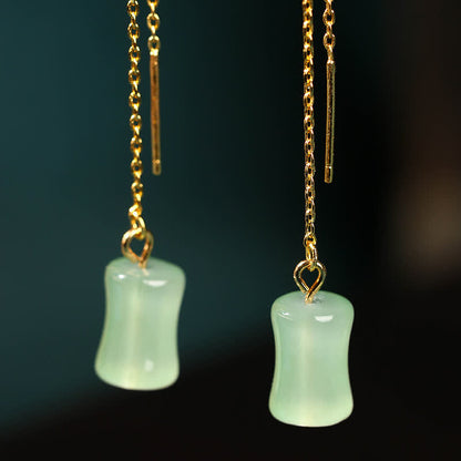 Mythstone Jade Bamboo Pattern Luck Drop Earrings