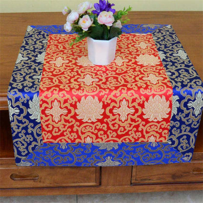 Mythstone Brocade Prayer Altar Flower Vajra Dragon Pattern Auspicious Symbols Table Runner