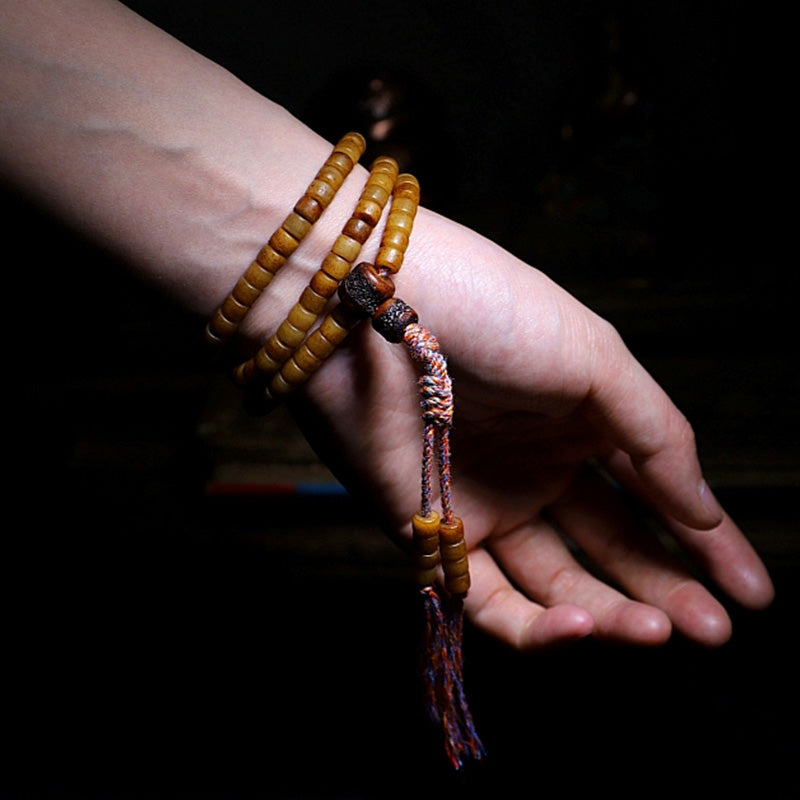 Mythstone Tibet 108 Mala Beads Yak Bone Amber Balance Bracelet