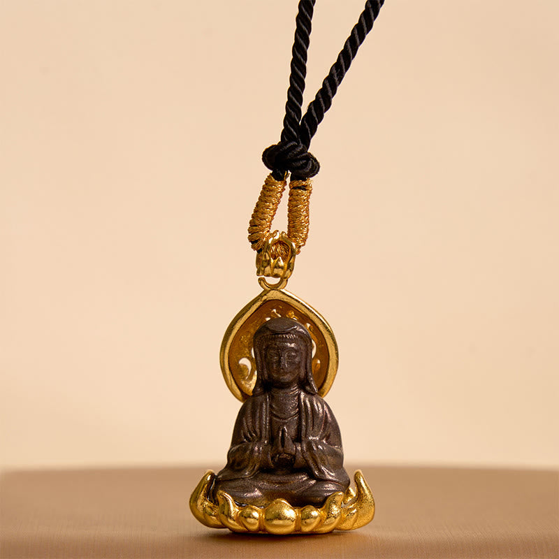 Collar con colgante de cuerda de la riqueza de Avalokitesvara Kwan Yin de aleación de piedra mítica 