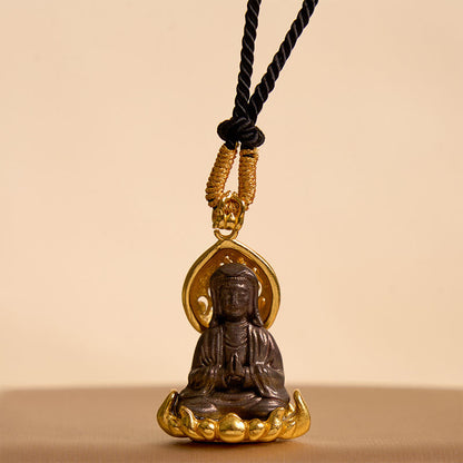 Collar con colgante de cuerda de la riqueza de Avalokitesvara Kwan Yin de aleación de piedra mítica 