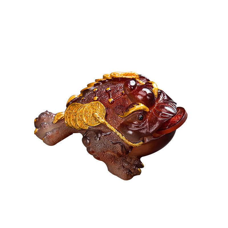 Mythstone Color Changing FengShui Wealth Lucky Frog Copper Coin Tea Pet Resin Figurine Decoration