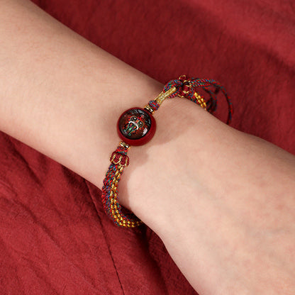 Mythstone Colorful Rope Cinnabar Thangka Blessing Braided Bracelet