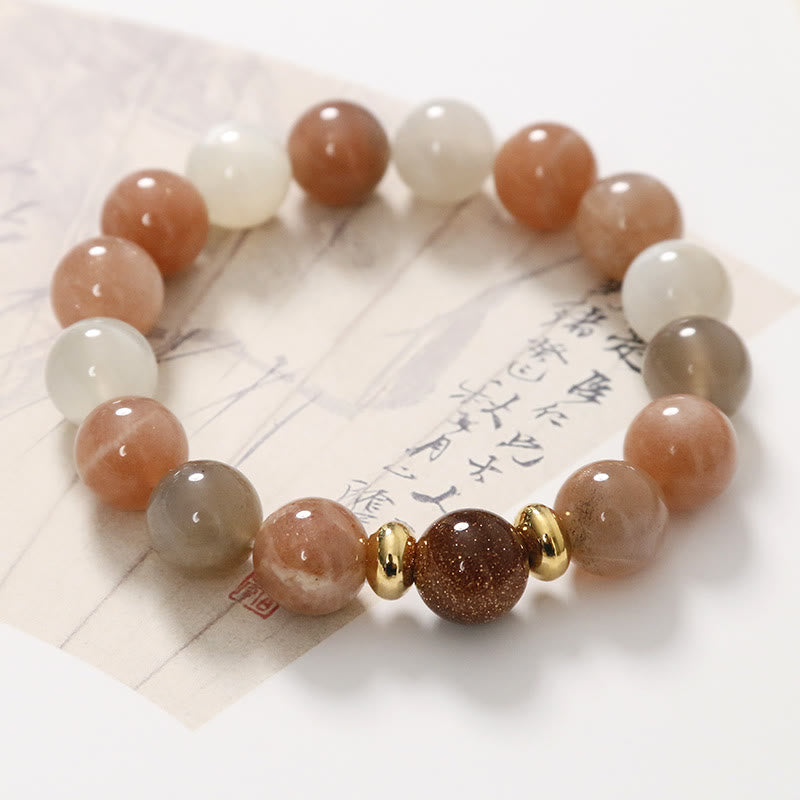 Mythstone Natural Sun Stone Gold Sandstone Wealth Positive Bracelet