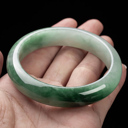 MythStone Natural Jade Fortune Blessing Bangle Bracelet