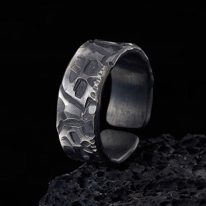 Mythstone 999 Sterling Silver Skeleton Pattern Handmade Blessing Ring