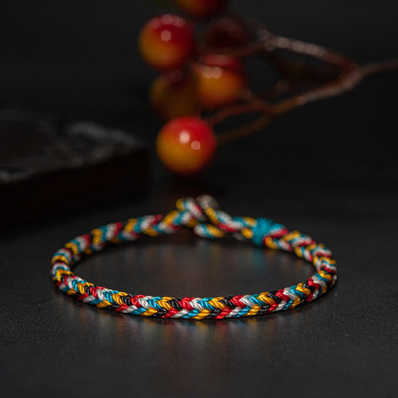 Mythstone Tibet Handmade Five Color Thread Protection Braid String Bracelet