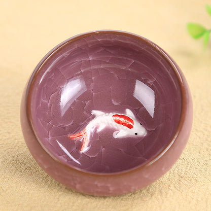 Mythstone Cute Koi Fish Ceramic Teacup Kung Fu Tea Cup Bowl 45ml