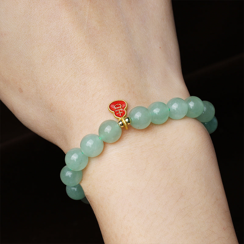 Mythstone Year Of The Dragon Natural Green Aventurine Lucky Gourd Bracelet