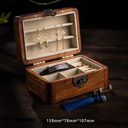 Mythstone Retro Handmade Floral Pattern Rosewood Jewelry Storage Box Lockable Wooden Gift Organizer Box