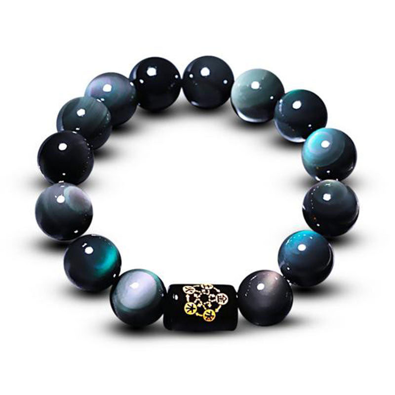 MythStone Natural Rainbow Obsidian Positive Transformation Bracelet