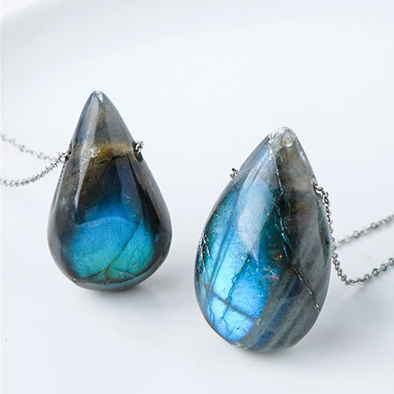 Mythstone Labradorite Water Drop Support Healing Necklace Pendant