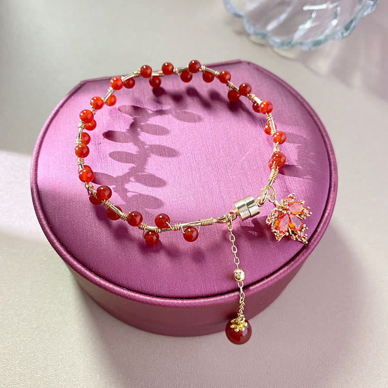 Mythstone Red Maple Leaf Luck Charm Bracelet