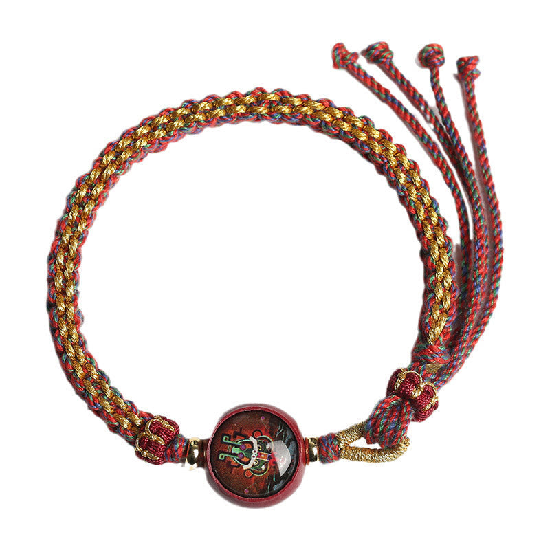 Mythstone Colorful Rope Cinnabar Thangka Blessing Braided Bracelet