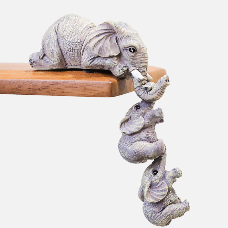 Mythstone 3pcs Feng Shui Elephant Sitter Figurines Wealth Figurine Home Decoration