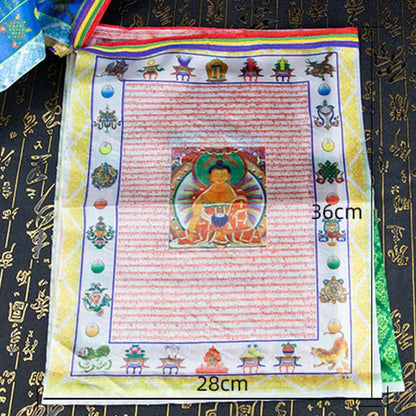 Mythstone Tibetan 5 Colors Windhorse Buddha Tara Scriptures Healing Auspicious Outdoor Prayer Flag