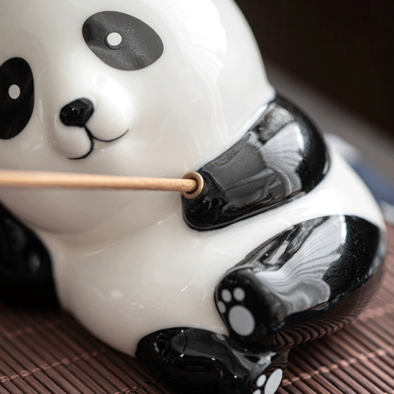 Lovely Cat Panda Ceramic Blessing Incense Burner Decoration