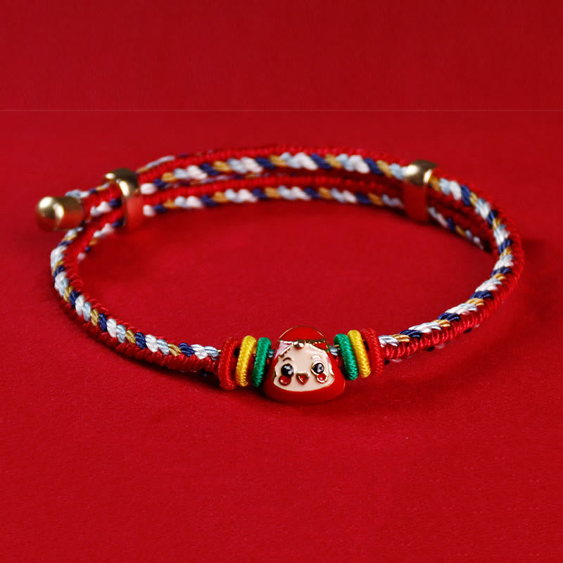 Mythstone Colorful Rope Zongzi Pattern Fu Character Luck Handmade Bracelet