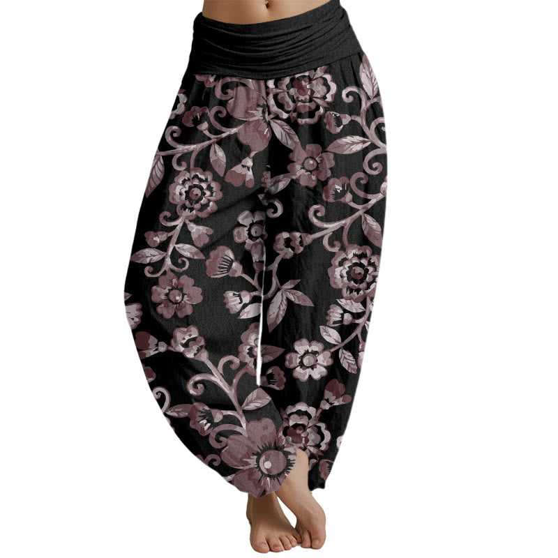 Mythstones  Numerous Flowers Pattern Women's Elastic Waist Harem Pants