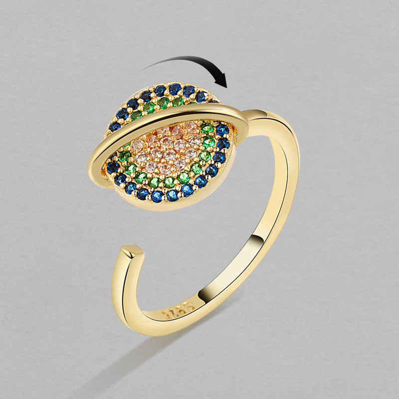 Mythstone Colorful Zircon Copper Wealth Rotatable Ring