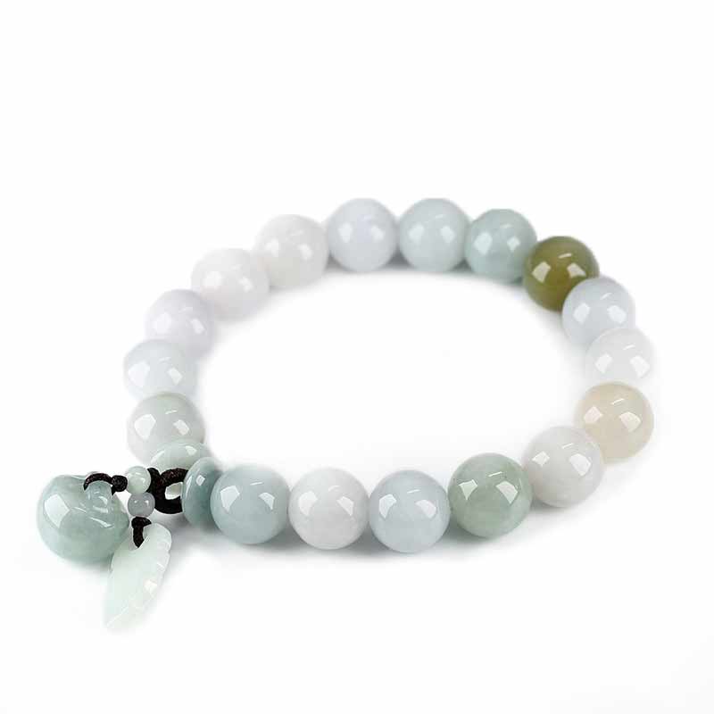 Mythstone Natural Jade Pi Xiu Buddha Gourd Apple Success Bracelet