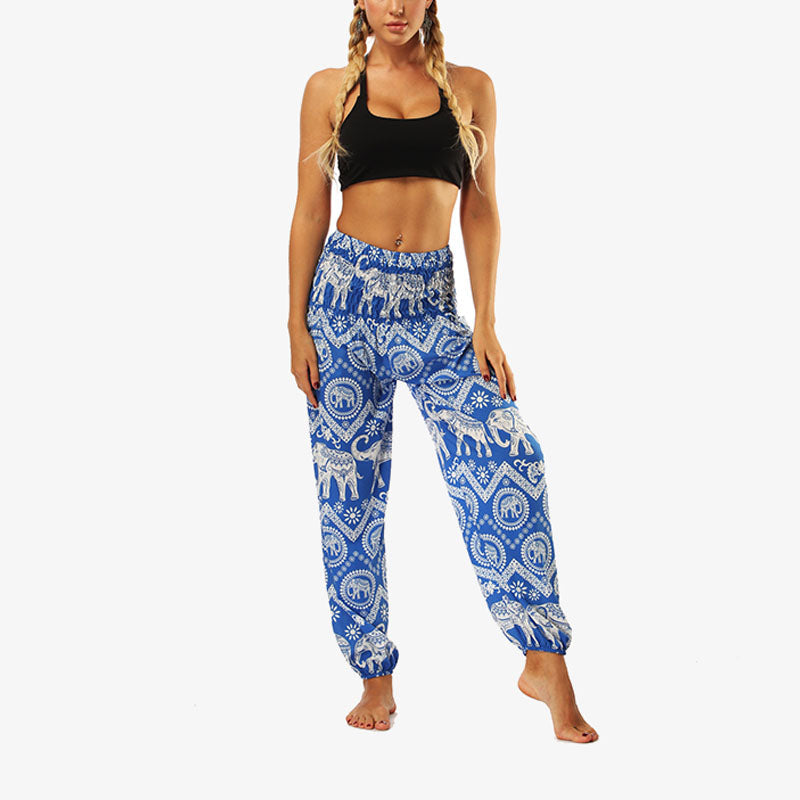 Mythstone Hippie Pants Baggy Boho High Waist Lounge Trousers with Pockets Women's Yoga Pants