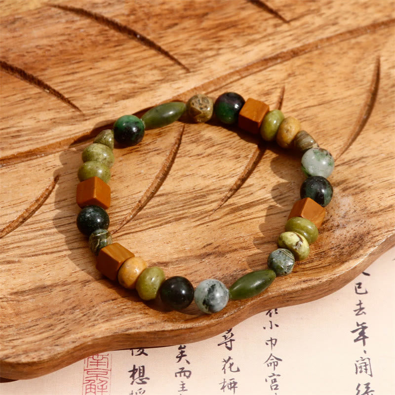 Mythstone Natural Stone Sea Sediment Jasper Agate Protection Bracelet