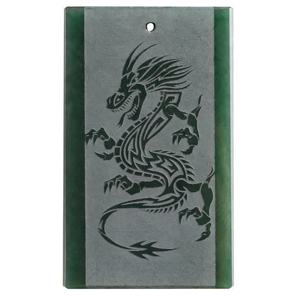 Mythstone Hetian Cyan Jade Dragon Engraved Success Necklace Pendant