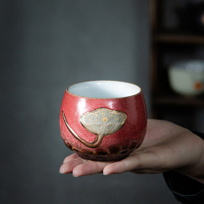 Mythstone Lotus Pod Engraved Teacup Kung Fu Tea Cup