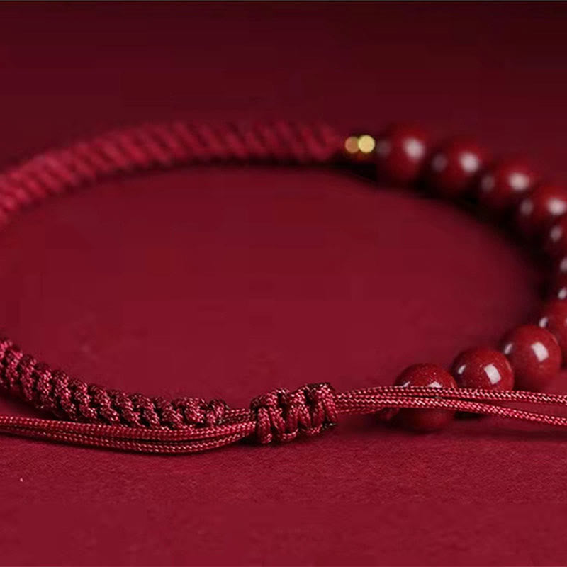 Mythstone Natural Cinnabar King Kong Knot Blessing String Bracelet