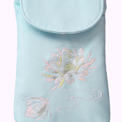 Mythstone Small Embroidered Flowers Crossbody Bag Shoulder Bag Double Layer Cellphone Bag