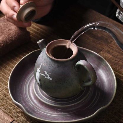 Tetera de cerámica para té chino Gongfu con forma de nube y grulla blanca Mythstone 