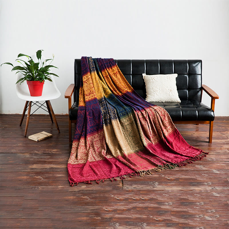 Mythstone Tibetan Floral Pattern Hand-Dyed Craftsman Blanket