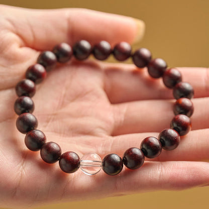 Mythstone Small Leaf Red Sandalwood White Crystal Protection Bracelet