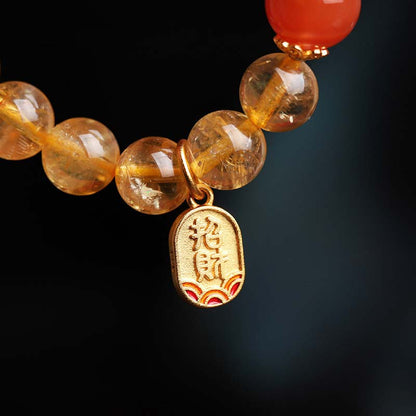 Mythstone Citrine Red Agate Fortune Charm Bracelet