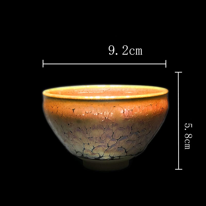 Mythstone Gold Spot Pattern Chinese Jianzhan Ceramic Teacup Kung Fu Tea Cup Bowl With Gift Box