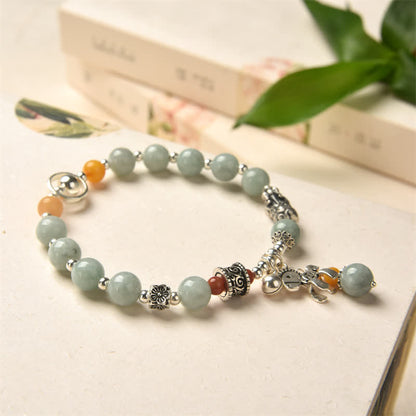 MythStone 925 Sterling Silver Natural Jade Amber PiXiu Pony Success Bracelet