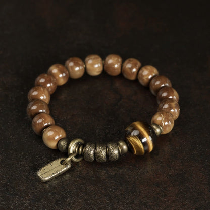 Mythstone Kuka Seed Tiger Eye Gold Sheen Obsidian Copper Wealth Luck Bracelet