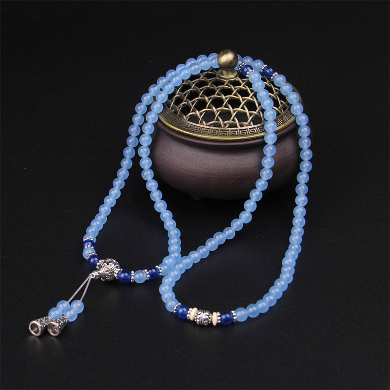 Mythstone 108 Beads Blue Crystal Healing Bracelet Mala