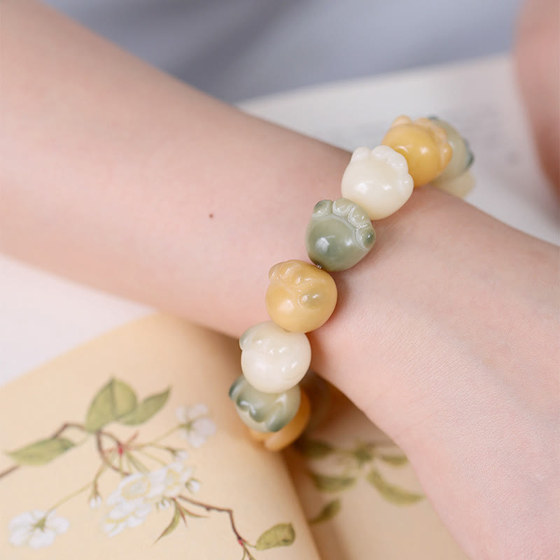 Mythstone Multilayered Bodhi Seed Cute Cat Paw Calm Harmony Bracelet